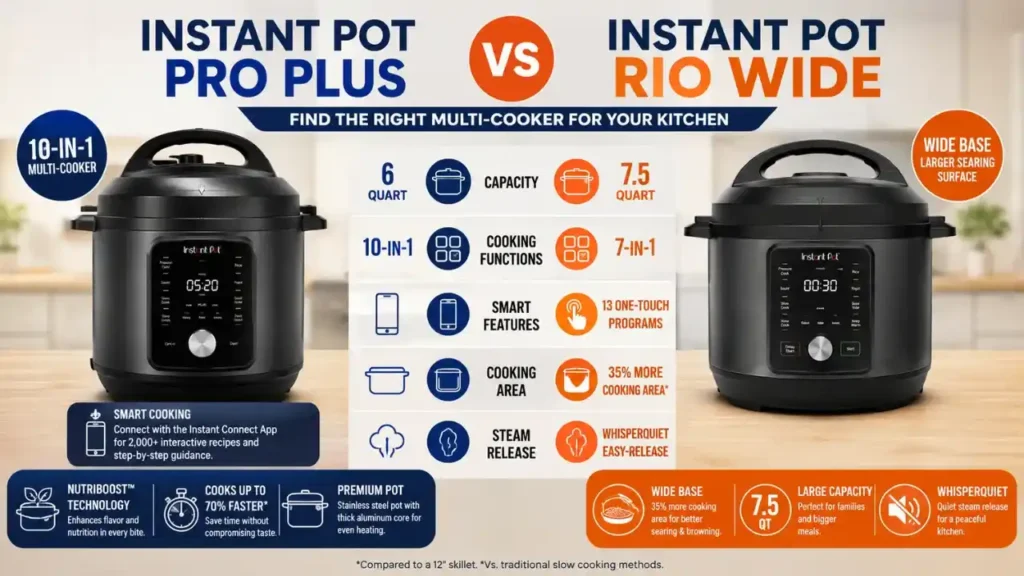 Instant Pot Pro Plus vs Instant Pot Rio Wide