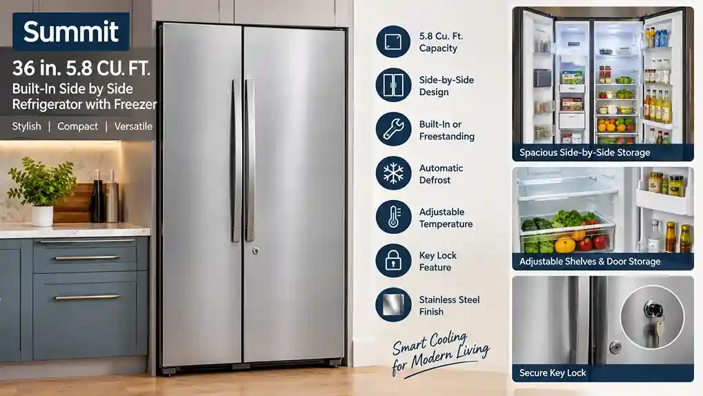 36 in. 5.8 CU. FT. Built-In Side by Side Refrigerator